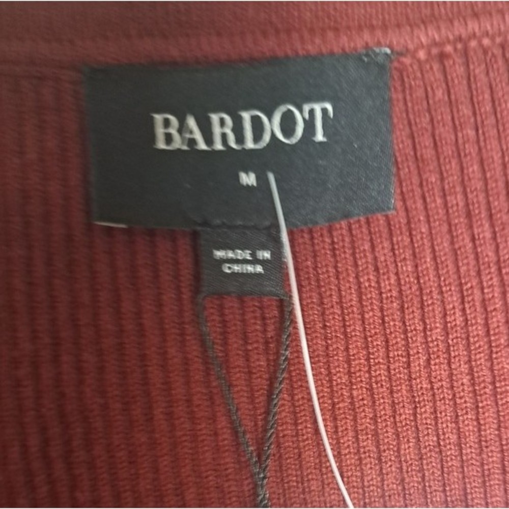Bardot collar bodysuit burgundy sweater sz M nwt - Picture 4 of 7